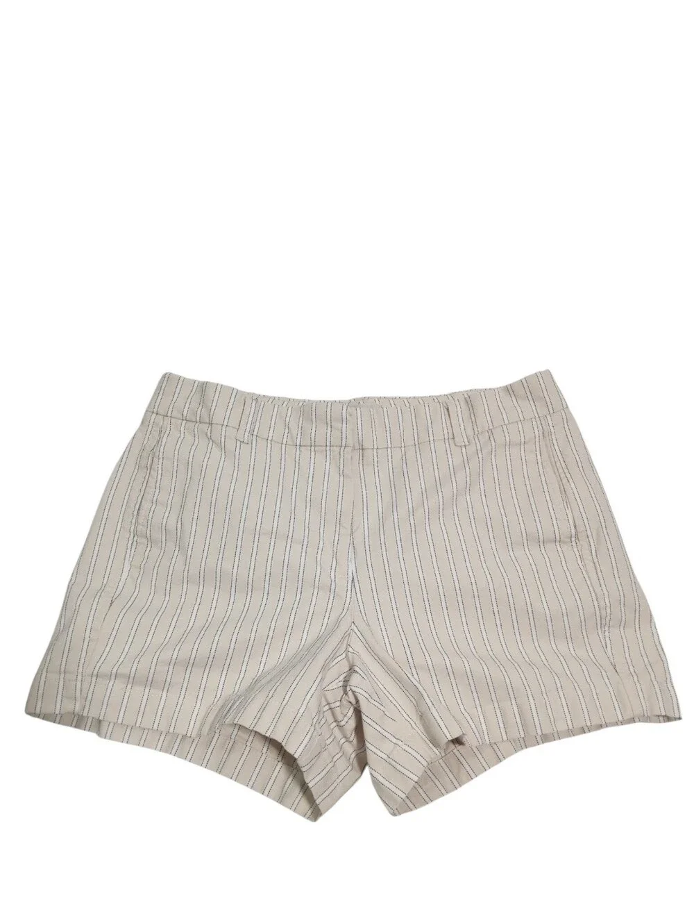 J.Crew Striped Pocket Shorts Beige White Tailored Hook Closure Casual Sz 6